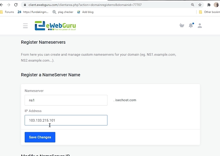 Cómo crear los servidores de nombres privados en la cuenta de revendedor de Ewebguru 6
