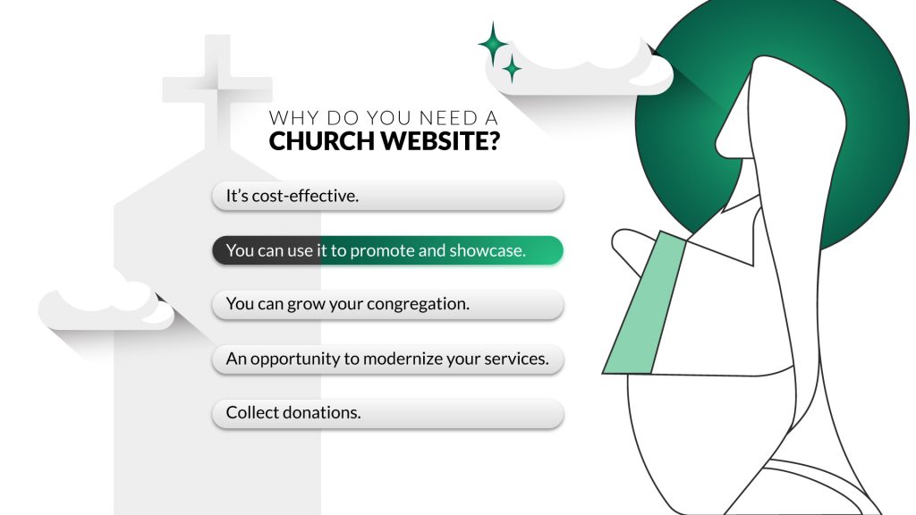 Vea los ejemplos en estos sitios web de iglesias