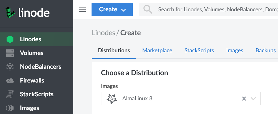 AlmaLinux en Linode