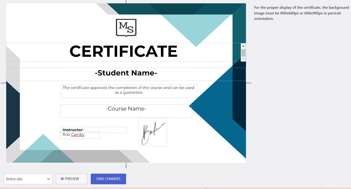 masterstudy lms plugin certificate builder