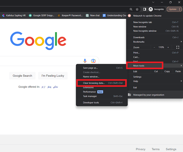 opción borrar el historial de navegación en Chrome