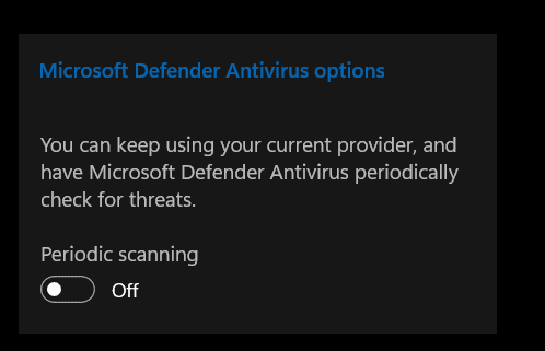 Opciones del antivirus Microsoft Defender