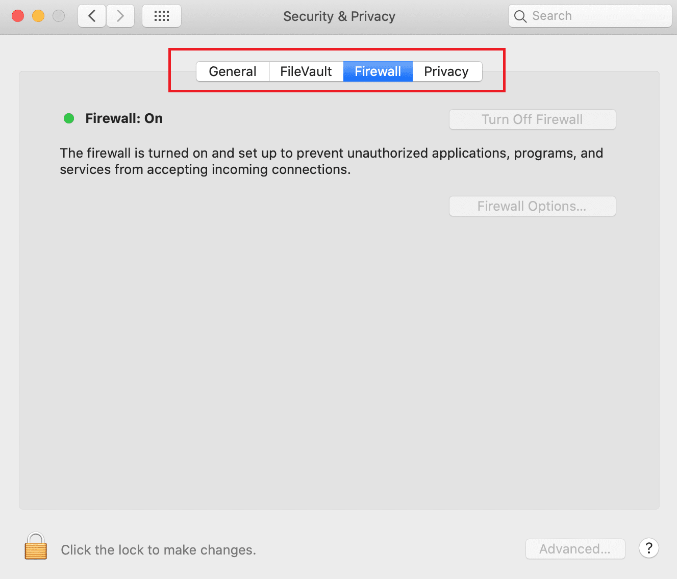 Desactivar Firewall en mac