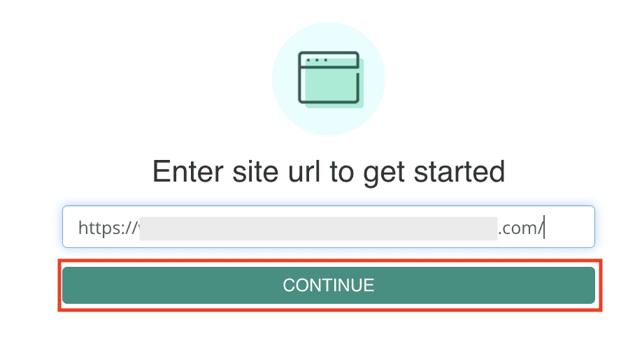 añade la URL de tu sitio y haz clic en Continuar.