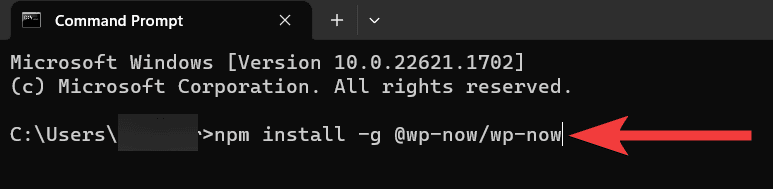 instalar wp-now directamente desde Npm