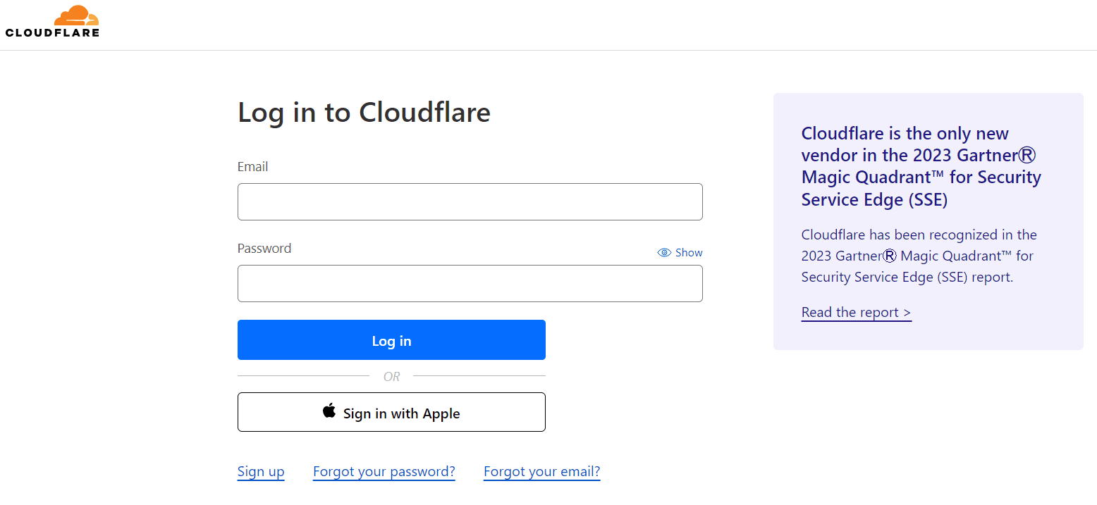 Accede a tu cuenta de Cloudflare