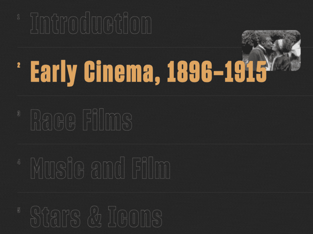 Captura de pantalla de la página de inicio de Regeneration Black Cinema