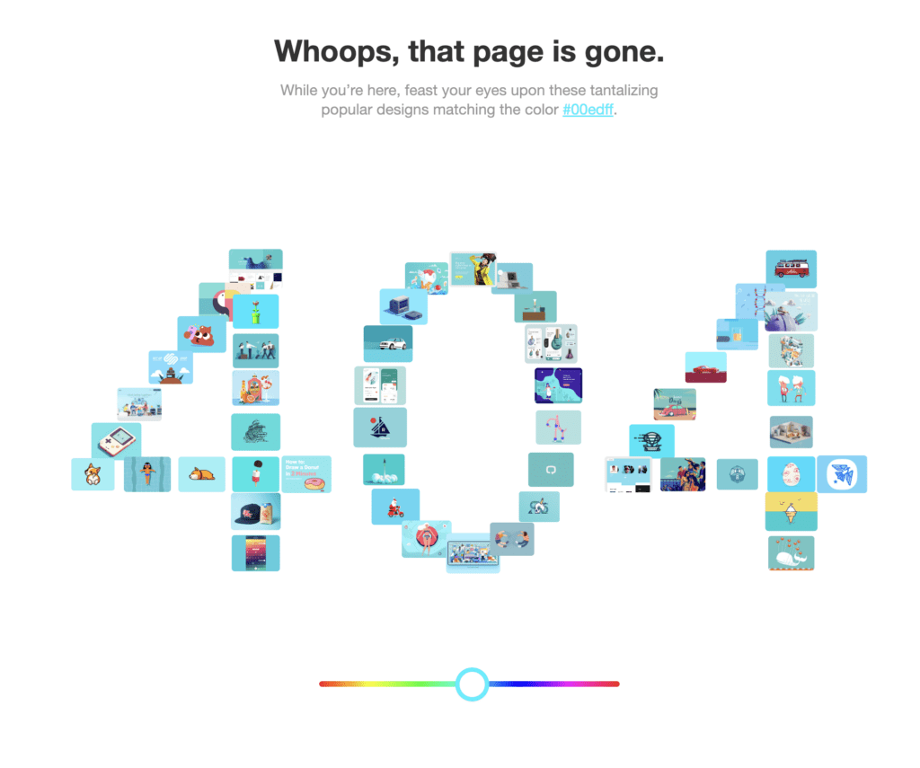 Captura de pantalla de la página 404 de Dribbble